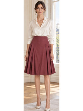 Bottega Veneta A-Line Skirt Size 44/8 Burgundy Italian Luxury NWT!